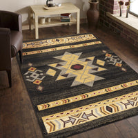 Stylish Southwest Accent Rug - 2 x 3 Black Woven Tribal Decor USA