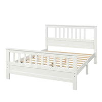 Transitional White Wooden Slatted Queen Bed Frame- USA