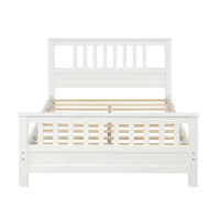 Transitional White Wooden Slatted Queen Bed Frame- USA