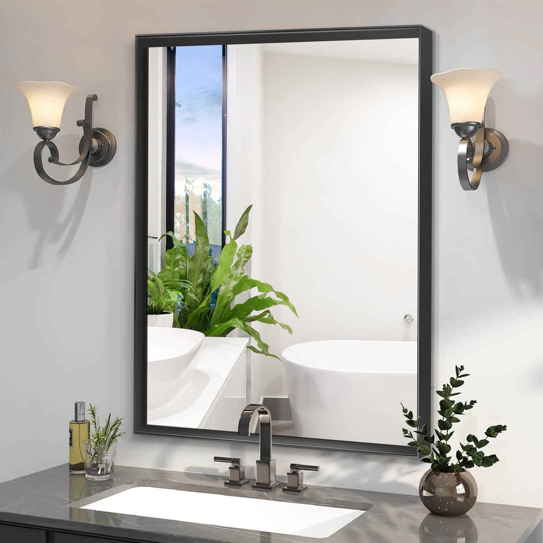 White MDF Bathroom Mirror Cabinet with Wall-Mounted Mirror - Space-Saving Storage Solution USA