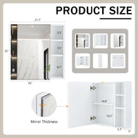 White MDF Bathroom Mirror Cabinet with Wall-Mounted Mirror - Space-Saving Storage Solution USA