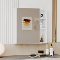 White MDF Bathroom Mirror Cabinet with Wall-Mounted Mirror - Space-Saving Storage Solution USA