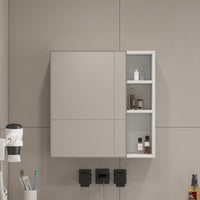 White MDF Bathroom Mirror Cabinet with Wall-Mounted Mirror - Space-Saving Storage Solution USA