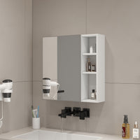 White MDF Bathroom Mirror Cabinet with Wall-Mounted Mirror - Space-Saving Storage Solution USA