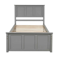 Elegant Platform Storage Bed with Drawers and Wheels, Twin Size, Gray- USA