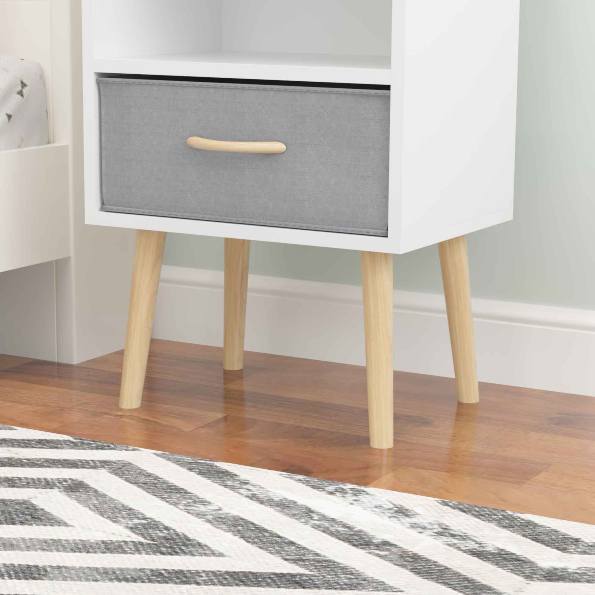 Stylish Retro 2-Drawer Storage Cabinet with Open Shelves