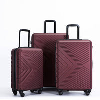 3-Piece Lightweight Hardside Luggage Set with Spinner Wheels, Wine Red