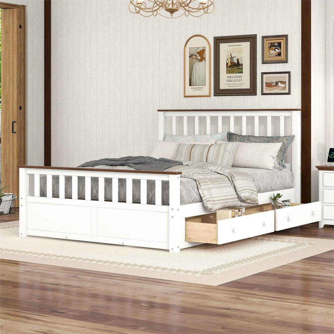 Classic Wood Twin Size Daybed with Trundle, White