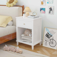 Elegant 26.77" White Wooden Nightstand with Drawer and Shelf