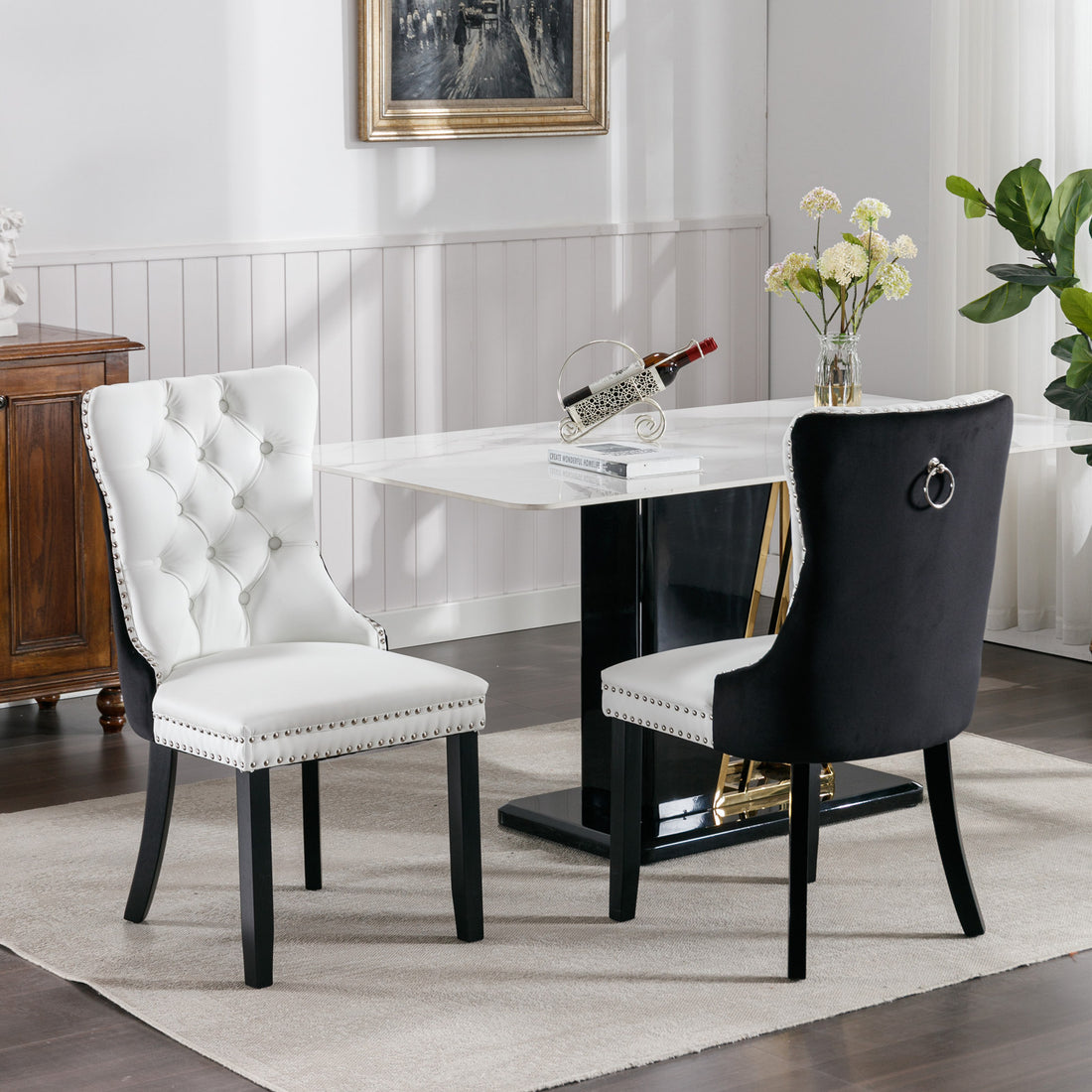 Premium Modern Upholstered Dining Chairs, Set of 2