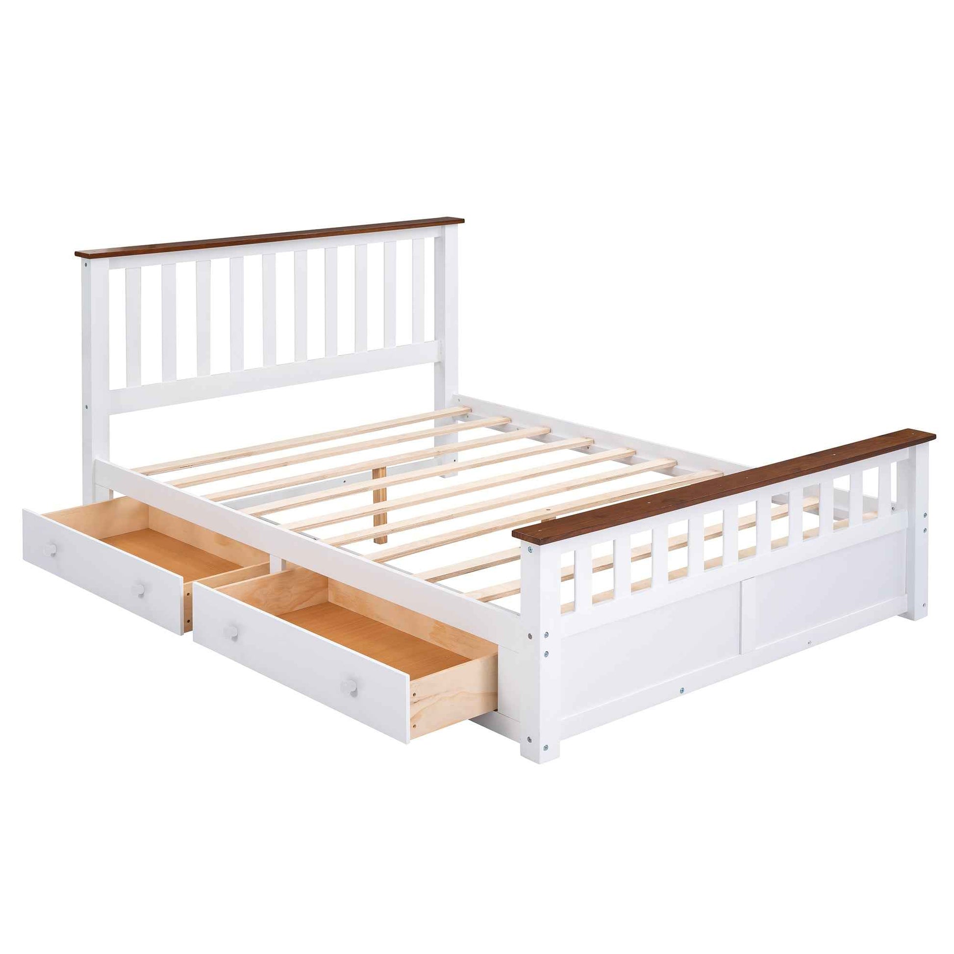 Classic Wood Twin Size Daybed with Trundle, White