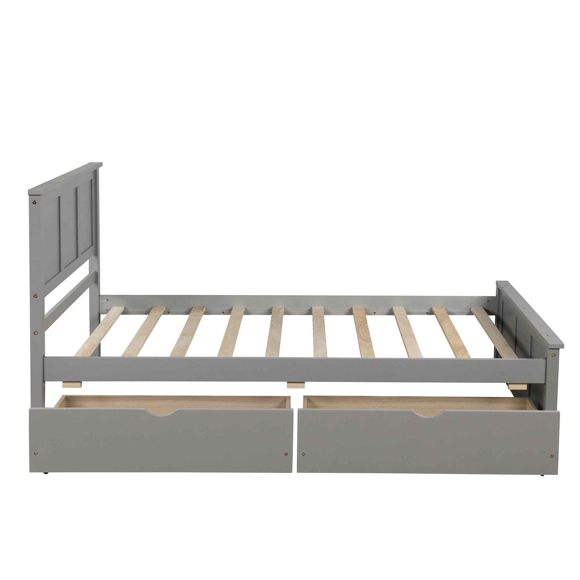 Elegant Platform Storage Bed with Drawers and Wheels, Twin Size, Gray- USA