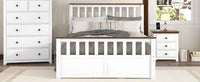 Elegant White Wood Platform Full Size Bed with Drawers