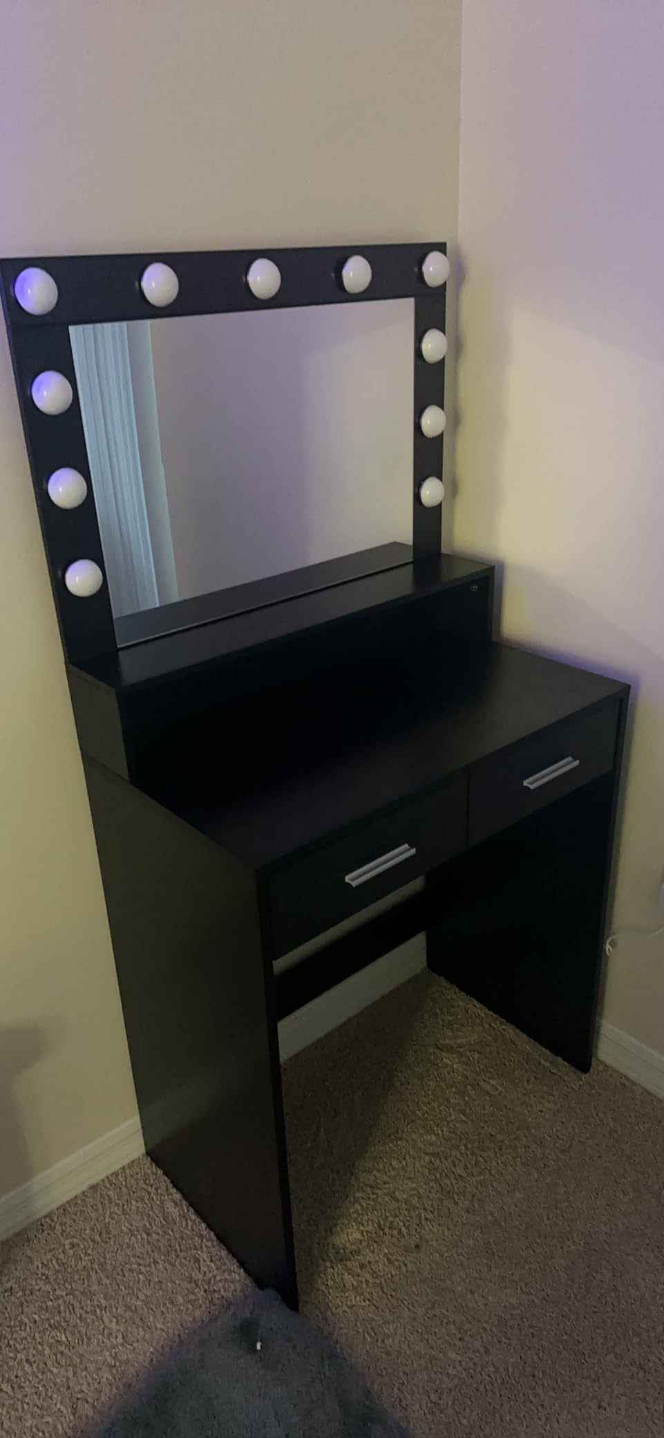 Elegant Vanity Desk with Lighted Mirror and Drawers, Bedroom Dressing Table