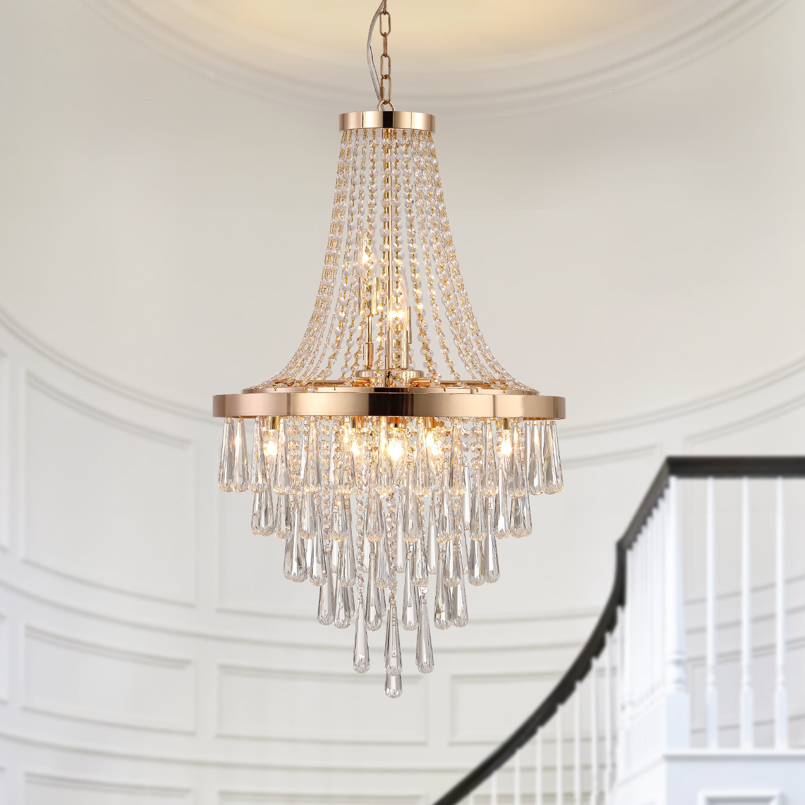 Elegant 6-Light Hanging Light Fixture Tiered Design for Dining Room, Living Room