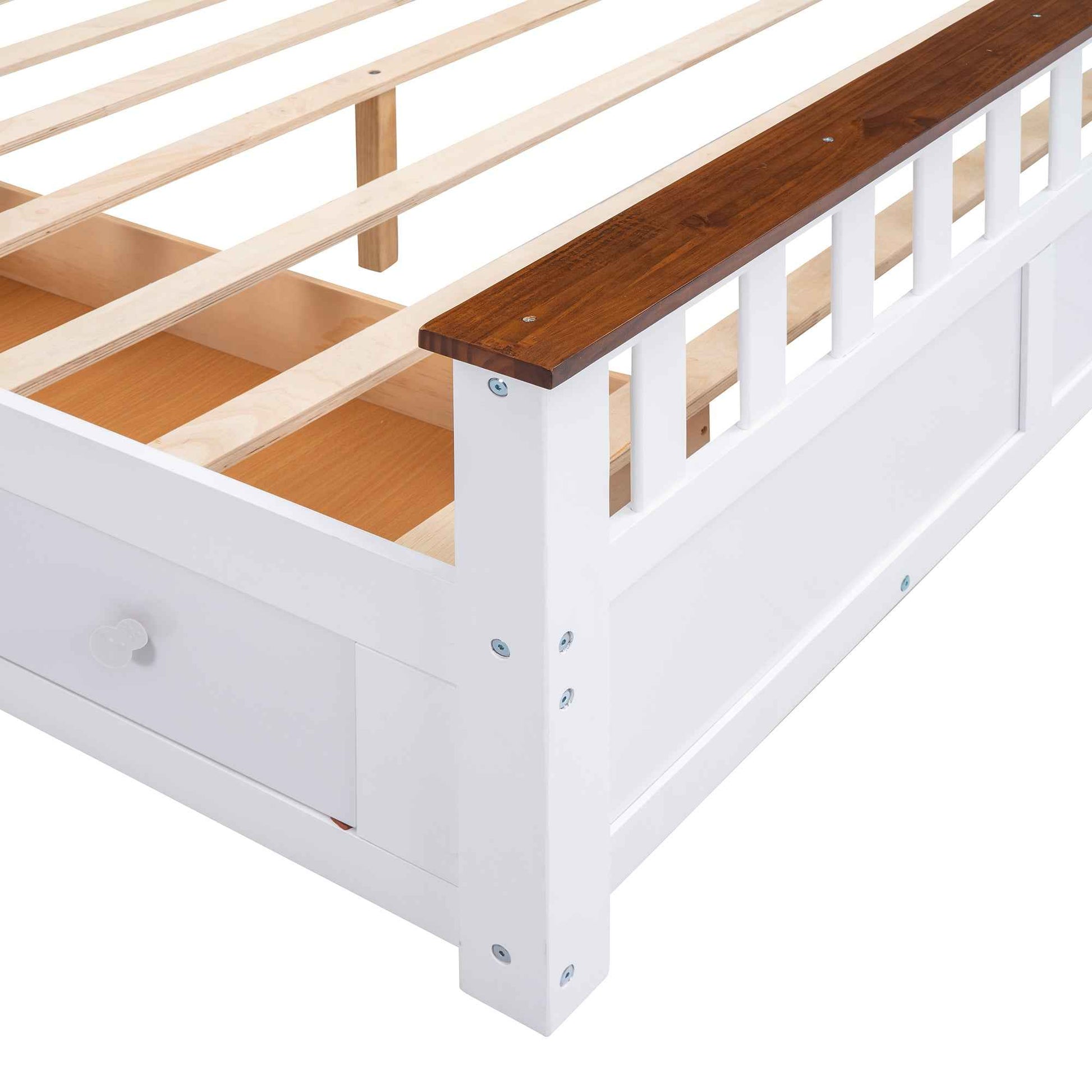 Classic Wood Twin Size Daybed with Trundle, White