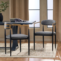 Stylish Modern Dining Set - Elegant Transitional Metal & Glass Table with 2 Upholstered Chairs