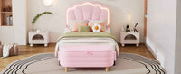 Elegant Flower-Inspired Twin Upholstered Bed with Storage Ottoman