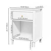 Elegant 26.77" White Wooden Nightstand with Drawer and Shelf