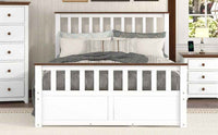 Elegant White Wood Platform Full Size Bed with Drawers