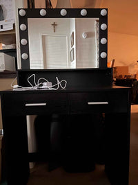 Elegant Vanity Desk with Lighted Mirror and Drawers, Bedroom Dressing Table