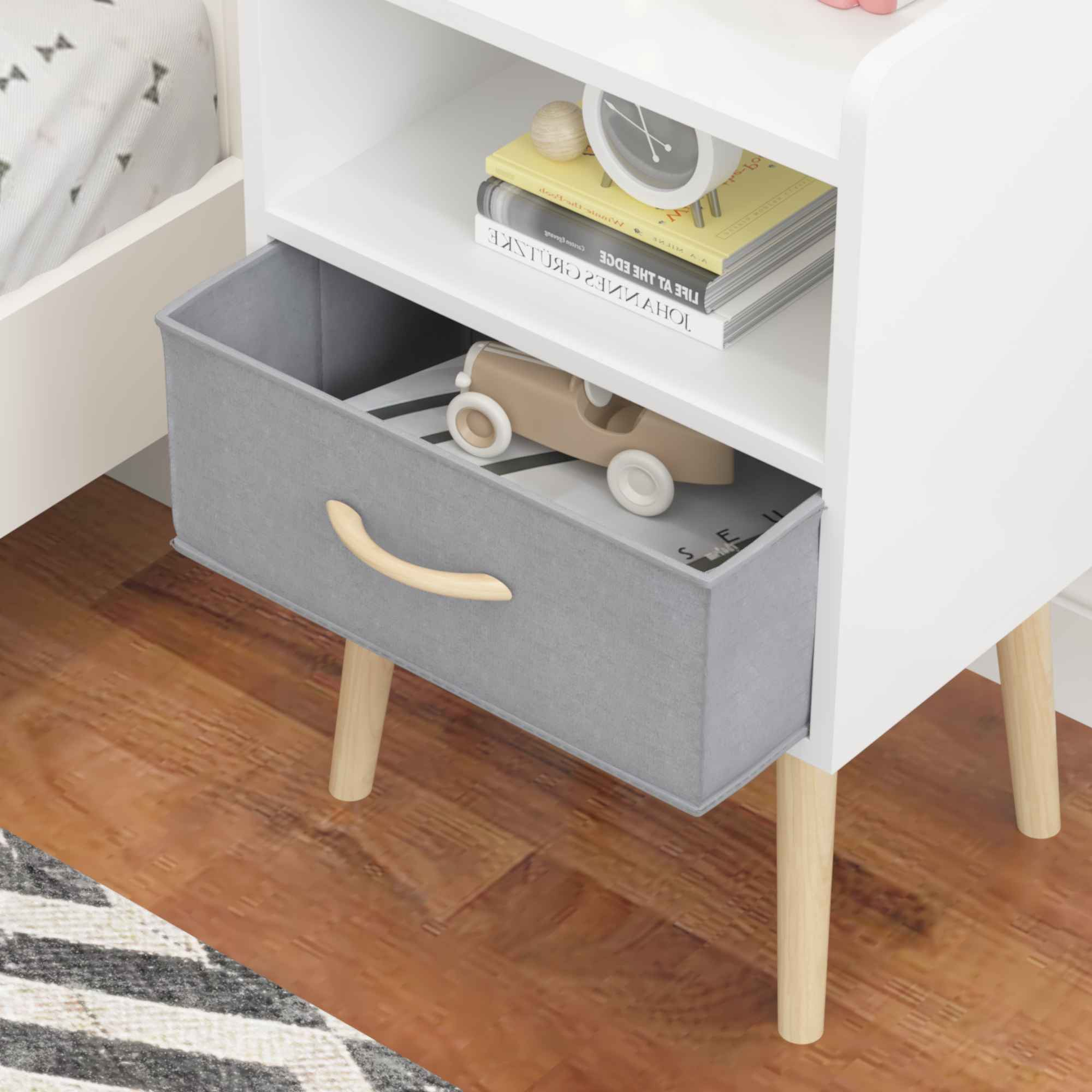 Stylish Retro 2-Drawer Storage Cabinet with Open Shelves